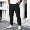 Pantalones Cargo Casuales de Forro Polar Estilo Americano para Hombre de Otoño e Invierno, Pantalones Largos Deportivos Casuales para Hombre con Múltiples Bolsillos y Cordón, 7 Colores