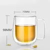 Taza transparente de vidrio de doble capa creativa al por mayor, taza de té, taza térmica de borosilicato alto, taza de agua, puede ser posicionamiento con algodón perlado