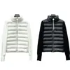 Chaqueta de plumas de punto para mujer con cuello alto Mengjia, abrigo cárdigan ligero de lana y plumas, estilo de invierno de alta gama
