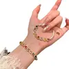 Pulsera geométrica de perlas de circón, pulsera colorida estilo coreano ins con cuentas, accesorio de mano versátil de moda de lujo ligero al por mayor