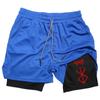 Pantalones cortos deportivos de secado rápido para hombre para baloncesto, correr, fitness, de cinco puntos, falsos de dos piezas, anti-luz, trajes de baño