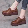 Zapatos de Plataforma Redondos Vintage con Grulla de Almohada Blanca, para Mujer, Nuevos, de Suela Gruesa, Slip-On, Casual, de Suela Suave, Zapatos Perezosos