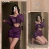 Lencería sexy de noche divertida para mujer, vestido transparente de manga larga, uniforme sexy y apasionado, traje de tentación 260