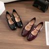 Zapatos de Mujer Estilo Hepburn Vintage 6827-1 Verano Tacón Grueso Mary Jane con Boca Baja Estilo Francés