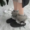 Botas de Nieve de Felpa con Suela Gruesa para Mujer 2025 Invierno Nuevas Antideslizantes Piel Integrada Forro Polar Cálido Botas de Nieve del Noreste