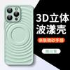 Adecuado para Funda de Teléfono Móvil Iphone16Promax Apple 14 Funda Escarchada con Tacto de Piel Ondulada 13 Cubierta Protectora con Película para Lente