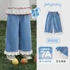 Calça Jeans Infantil Jellybaby Verão Calça Infantil Fina Calça Reta 100% Algodão para Bebês Meninas