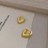 Pendientes Retro Populares Personalizados con Forma de Corazón Cepillado Transfronterizos Cobre Sólido Pesado Chapado en Oro Real Pendientes Versátiles de Temperamento para Mujeres