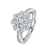 Anillo Floreciente de Amor Copo de Nieve Chapado en Oro Blanco de 18K Anillo de Diamantes para Propuesta de Matrimonio de Mujer con Anillo de Boda de Diamante Grande