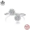 Anillo Abierto de Copo de Nieve Navideño Original Aifuluo Anillo Ajustable Anillo de Plata de Ley S925 Joyería para Mujer al por Mayor