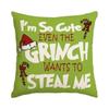 Funda de Almohada Navideña Transfronteriza de Comercio Exterior Grinch Divertida Almohada Cuatro Piezas Sofá Decoración del Hogar Cojín Personalización