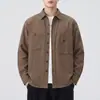 Estilo nuevo 2026, estética 'old money', camisa chaqueta de manga larga estilo retro americano de lino sintético, corte recto, holgada para hombre, versátil, marca de moda