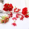 Flor Artificial Roja Grande Flor de Espuma Fruta de un Solo Lado Accesorios Hechos a Mano para Manualidades para Hacer Pasador Flor Envuelto Material para Joyería