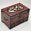 Caja de joyería de laca de Pingyao, caja de regalo de boda retro de madera, caja de maquillaje de novia, artesanía roja del patrimonio cultural inmaterial chino.