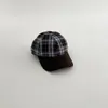 Chapéu Infantil para Meninas, Estilo Primavera e Outono, Versão Coreana, Xadrez Retrô, Color Block, Boné de Baseball, Versátil, para Meninas Pequenas, Boina, Faz o Rosto Parecer Menor