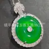 Colgante de Hebilla de Paz de Calcedonia Verde Imperial Tipo Hielo Natural Genuino Collar de Piedra Preciosa Color Jade para Cadena de Suéter de Mujer