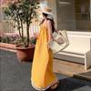 Vestido Bohemio Amarillo de Tirantes para Mujer Verano Dali Yunnan Turismo Vacaciones Junto al Mar Dopamina Vestido de Playa