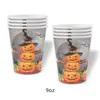 Platos de Papel Desechables para Halloween, Vasos de Papel, Servilletas de Papel, Juegos de Vajilla, Artículos para Fiestas, Decoraciones para Fiestas, Decoraciones de Mesa al por Mayor