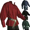 Ropa medieval europea y americana para hombre con cuello alto retro, tiras, top holgado AU3822, ropa de actuación