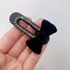 Pinza para el pelo con lazo de terciopelo y diamantes de imitación de alta calidad, estilo pico de pato, con temperamento moderno, pinza para el flequillo, pinza lateral, nueva horquilla