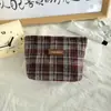 Bolsa de Maquiagem de Lã Xadrez Outono e Inverno, Bolsa de Batom Elegante e Simples, Necessaire Portátil, Bolsa Quadrada Pequena, Porta-Moedas Multifuncional