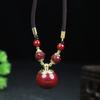Colgante de Botella Gawu de Calabaza Pequeña Baifu de Cinabrio Natural Alto Contenido Arena Oro Púrpura Accesorios de Collar Botella Vacía Venta al por Mayor para Mujeres y Hombres