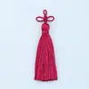 Borla de Tres Hojas de Poliéster 8cm Colgante de Accesorio DIY Estilo Antiguo Ropa Bolsita Tejida Borla Pequeña
