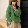 2024 Otoño e Invierno Nuevo Suéter Pulóver Japonés Retro de Línea Gruesa de Color Sólido para Mujer Estilo Lazy Color Caramelo Tejido