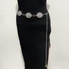 Cadena de Cintura Transfronteriza Europea y Americana para Mujer, Accesorios de Cintura Retro Versátiles con Incrustaciones de Metal y Piedras Preciosas, Decoración de Vestido de Moda, Cadena Corporal de Moda