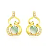 Brincos de Stud de Cabacinha de Jade Natural Grau A Retro Chinês Novo Ai Er Yuan para Mulheres Brincos de Joias de Jade Elegantes de Alta Qualidade