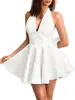 Minivestido de eBay con cuello halter, escote en V pronunciado, corsé de jacquard, vestido de mujer con lazo, vestido de estación independiente transfronterizo