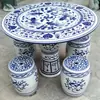 Juego de mesa y taburetes redondos de cerámica Jingdezhen, una mesa y cuatro taburetes, mesa de cerámica y taburetes de cerámica, decoración de patio exterior