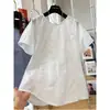 Camisa de Retalhos Redonda de Manga Curta Única e Bonita para Mulheres, um Conjunto de Verão Muito Estiloso Estilo Coreano