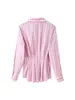 Venta al por mayor de ropa nueva para mujer para comercio electrónico transfronterizo: camisas versátiles, de un solo pecho, de manga larga, plisadas y que ciñen la cintura, con cuello