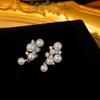 Brincos de pérolas brilhantes estilo corte francesa luz luxo nicho temperamento zircão brincos moda de alta qualidade all-match brincos