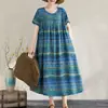 Bata de Noche de Algodón y Seda de Verano para Mujeres de Mediana Edad y Mayores, Talla Grande Holgada Casual de Manga Corta Vestido para Casa para Mamás