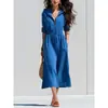Vestido Sudadera con Capucha Klein Blue 2026 con Cintura de Cordón y Escote Casual con Media Cremallera para Mujer