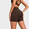 Calça de Yoga Fitness de Cintura Alta Levanta Bumbum Controle de Barriga Sem Marca de T Embaraçosa Corrida Fitness Sensação Nua Calça Esportiva de Cinco Pontos