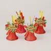 Decoraciones navideñas transfronterizas: lazos dorados con letras inglesas, campanitas, adornos para árbol de Navidad, arreglo de escena navideña
