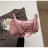 Nova Bolsa de Ombro Baguete Leve Estilo Ballet Simples Retrô Decorada com Laço de Renda de Corda Romântica Francesa para Mulheres