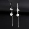 Pendientes de Estrella de Ocho Puntas con Perla de Plata de Ley S925 para Mujer Pendientes Largos con Borla de Lujo Ligero Coreano Pendientes Exquisitos de Nicho Venta al por Mayor