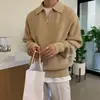 Suéter Meia-Zip, Marca Bonita e Moderna, Tricô de Inverno de Alta Qualidade com Gola, Tricô Casual Estilo Coreano para Meninos