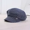 Gorra Octagonal Rayada Estilo Coreano, Gorra de Repartidor Tridimensional, Boina Artística Versátil para Primavera y Verano, Gorra de Pico Estilo Nuevo