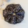 Nuevo coletero floral gris estilo chino para mujer, de alta gama, extragrande, vintage, elegante accesorio para el cabello