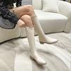 Botas de mujer de moda británica de otoño e invierno de 2024, con punta puntiaguda pero tacón grueso hasta la rodilla, cremallera trasera de tubo largo, boca en V
