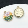1 Colgante de Tulipán Rosa con Goteo de Aceite Colorido Chapado en Cobre Oro de 18K Colgante Accesorios para Joyería DIY