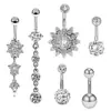 Amazon e Ebay Mais Vendidos Conjunto de 6 Peças de Aço Inoxidável com Incrustação de Zircônia Joias para Piercing Anel para Umbigo Piercing de Umbigo
