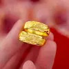 Tienda de Oro Mismo Estilo Arena Oro Oro Imitación Anillos de Dragón y Fénix para Hombres y Mujeres Anillos de Pareja Anillos de Boda Abiertos Regalo Tres Oros