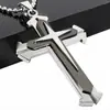 Comercio exterior comercio electrónico transfronterizo más vendido colgante cruz de tres capas cadena de eslabones collar colgante para hombre joyería