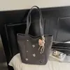Bolsa de Lona Otoño e Invierno Retro Bordada Bolso de Hombro Gran Capacidad Linda Bolsa Tote Gatito de Felpa Estilo Coreano Bolsa de Tela